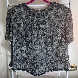 Vintage 90s Beaded Flowers Top